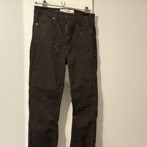 Brown Corduroy High Waist Vintage Slim